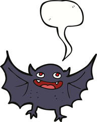 cartoon vampire bat with speech bubble