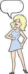 cartoon proud woman with speech bubble