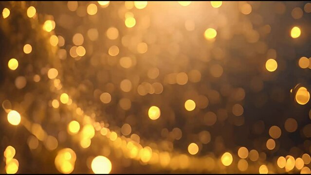 Abstract motion background shining gold particles Gold glitter background with sparkle shine light confetti Shimmering Glittering Particles With Bokeh Seamless 4K loop video 3d animation