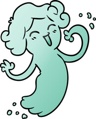 gradient cartoon doodle of a happy pink ghost