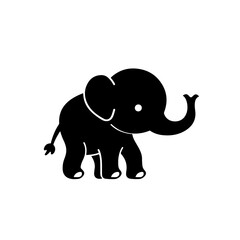 Baby Elephant Logo Monochrome Design Style