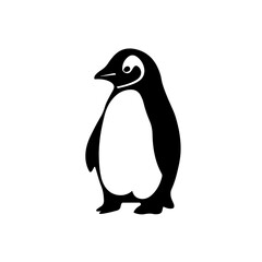 Baby Emperor Penguin Logo Monochrome Design Style - obrazy, fototapety, plakaty