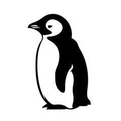 Baby Emperor Penguin Logo Monochrome Design Style