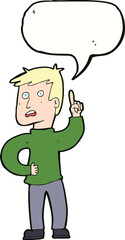cartoon boy with idea with speech bubble