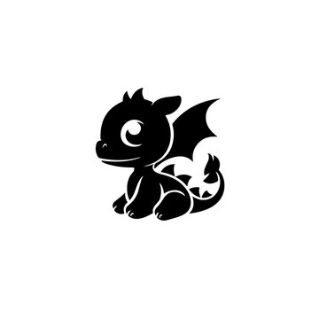 Baby Dragon Logo Monochrome Design Style