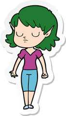 sticker of a cartoon elf girl