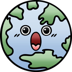 gradient shaded cartoon planet earth