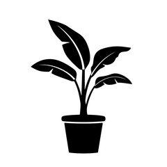 Banana Plant Logo Monochrome Design Style