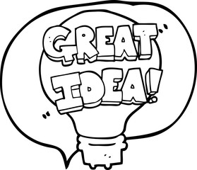 speech bubble cartoon great idea light bulb symbol