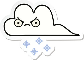 sticker of a cute cartoon snow cloud