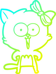 cold gradient line drawing cartoon cat