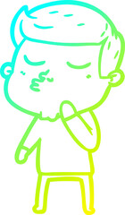 cold gradient line drawing cartoon model guy pouting