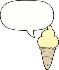 cartoon ice cream and speech bubble