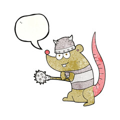 speech bubble textured cartoon rat warrior