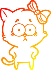 warm gradient line drawing cartoon cat