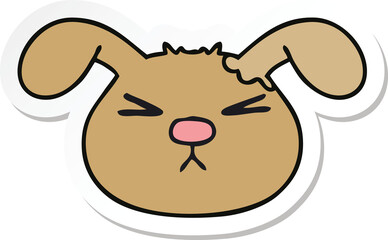 sticker of a quirky hand drawn cartoon dog face