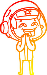 warm gradient line drawing cartoon laughing astronaut