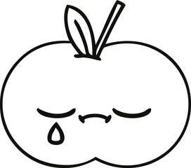 line drawing cartoon juicy apple
