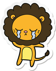 sticker of a crying cartoon lion