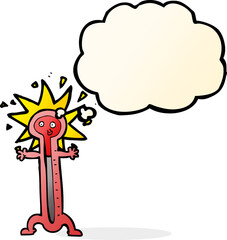cartoon thermometer with thought bubble