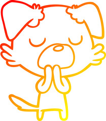warm gradient line drawing cartoon dog