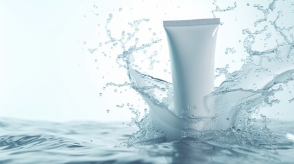 A creamy torrent cascades from a pristine tube, creating a mesmerizing splash in a pool of glistening water
