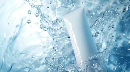 A milky swirl of nature's essence, the liquid cream dances amidst the aqua splash, blending seamlessly in the fluidity of water