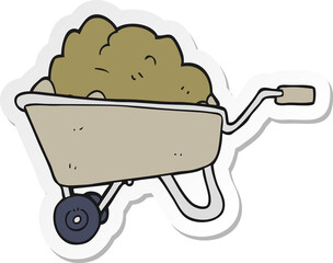 sticker of a cartoon wheelbarrow full of dirt