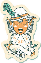 elf bard character with natural twenty illustration