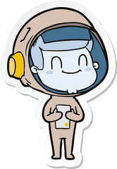 sticker of a happy cartoon astronaut man