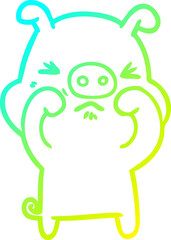 cold gradient line drawing cartoon grumpy pig