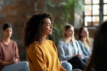 Corporate wellness coach leading a mindfulness and stress-reduction workshop