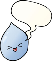 cartoon raindrop and speech bubble in smooth gradient style