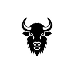 Bison Head Logo Monochrome Design Style