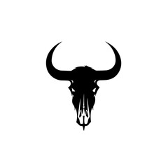 Obraz na płótnie Canvas Bison Skeleton Logo Monochrome Design Style