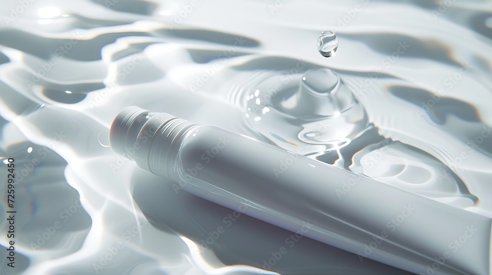 Poster the clear, swirling fluid cascaded delicately into the pristine tube, creating a mesmerizing display