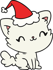 christmas cartoon of kawaii cat