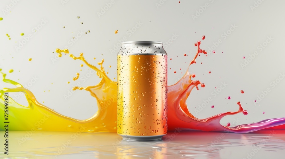 Poster A refreshing burst of fizzy fluid erupts from the bottle, creating a beautiful splash of color and energy