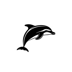 Bottle Nose Dolphin Logo Monochrome Design Style