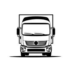 Box Truck Front Logo Monochrome Design Style