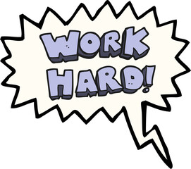 speech bubble cartoon work hard symbol