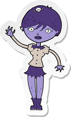 sticker of a cartoon vampire girl waving