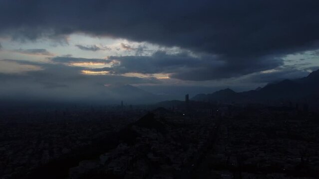 Monterrey, Mexico during a dark morning