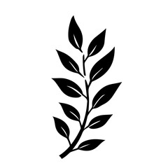 Branch Leaves Logo Monochrome Design Style