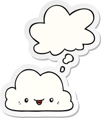 cute cartoon cloud and thought bubble as a printed sticker