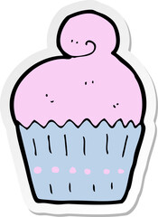 sticker of a cartoon cupcake