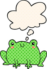 cartoon frog and thought bubble in comic book style