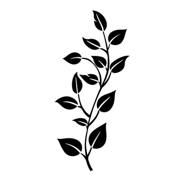 Branch With Leaves Logo Monochrome Design Style