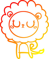 warm gradient line drawing cartoon lion