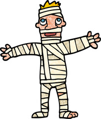 grunge textured illustration cartoon man in bandages